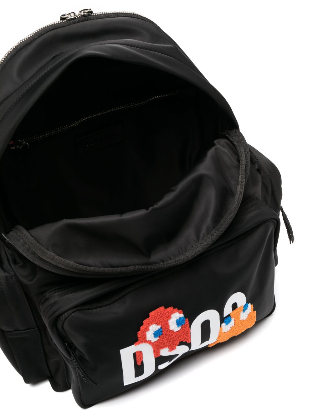 MOCHILA PAC MAN NEGRA LOGO BLANCO