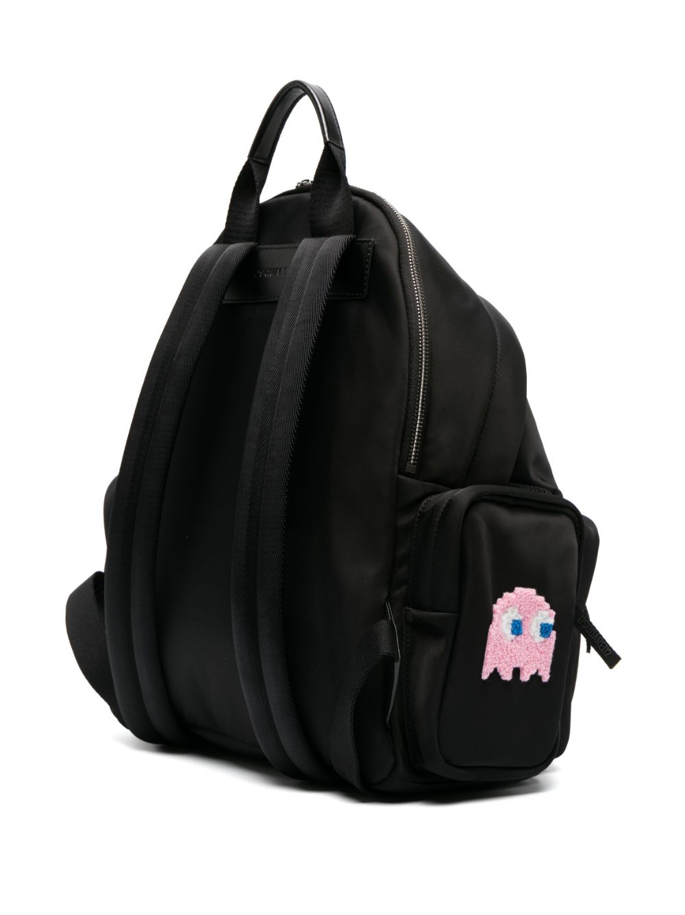 MOCHILA PAC MAN NEGRA LOGO BLANCO