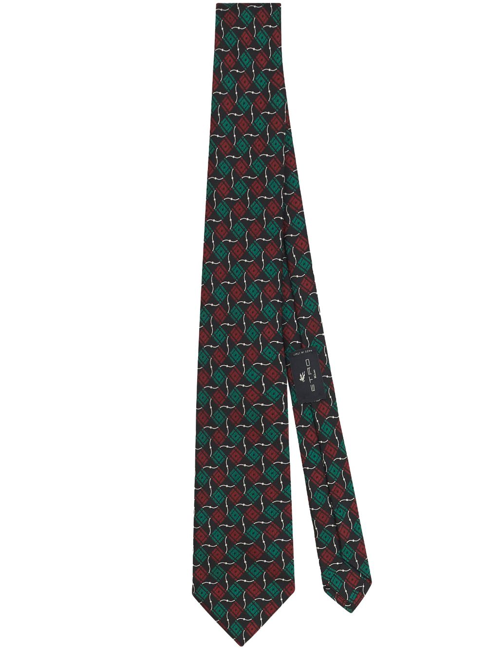 CORBATA NEGRA ESTAM GEOM GRANATE VERDE