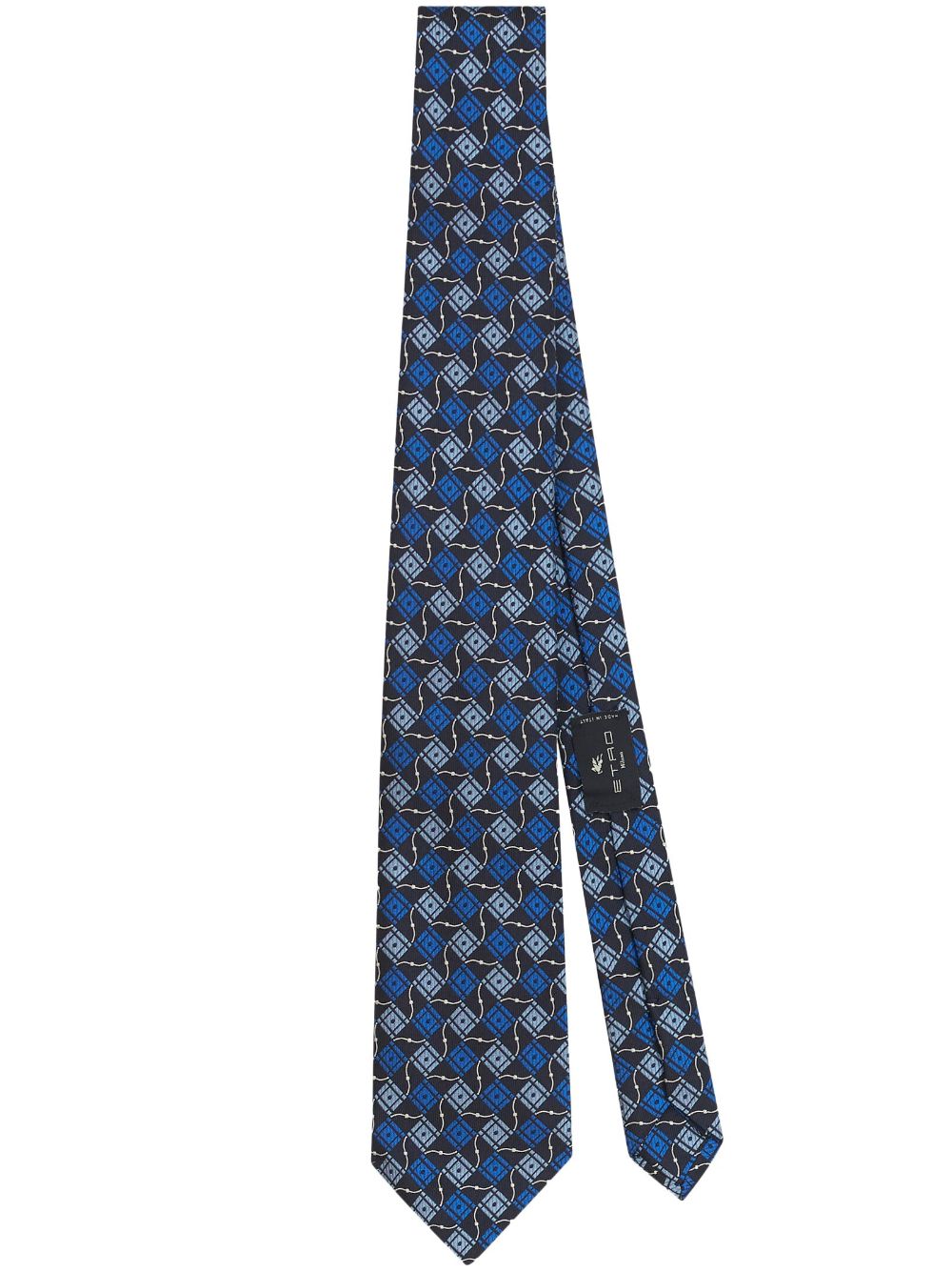 CORBATA MARINO ESTAMPADO GEOMETRICO AZUL