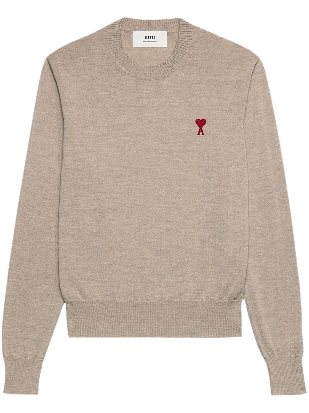 SUETER BEIGE LOGO ROJO