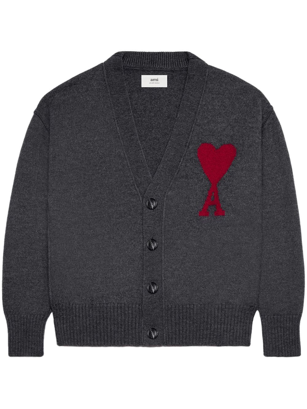 CARDIGAN GRIS LOGO ROJO GRANDE