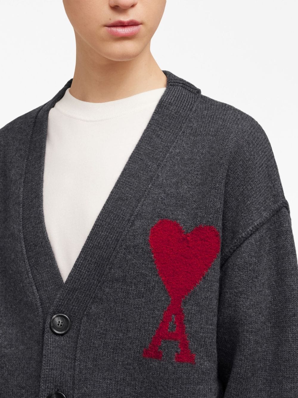 CARDIGAN GRIS LOGO ROJO GRANDE