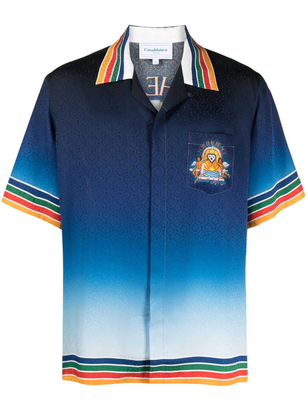 CAMISA MC SEDA AZUL DEGRADE DET ARCOIRIS