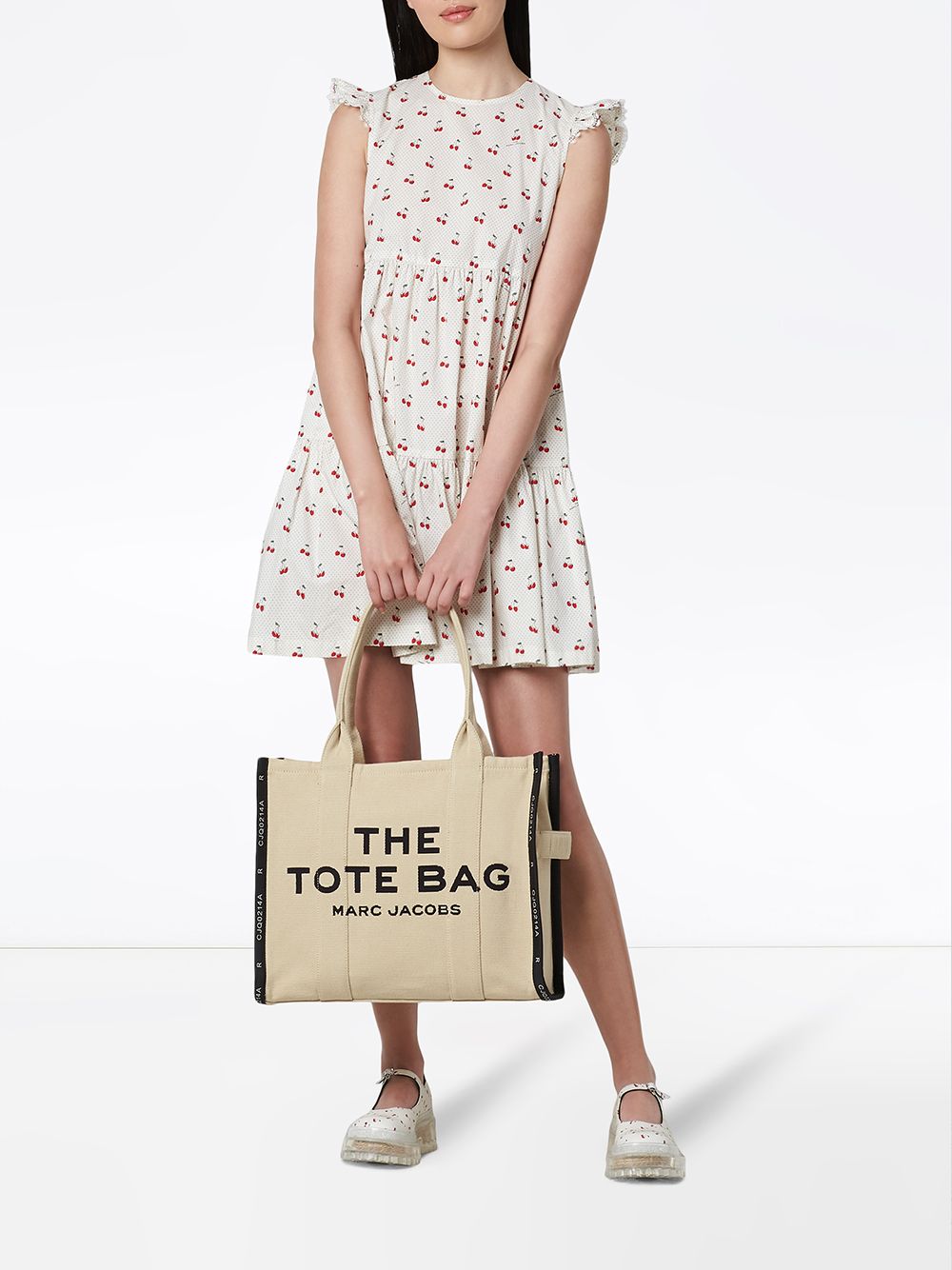 THE LARGE TOTE BEIGE LOGO VIVOS NEGROS