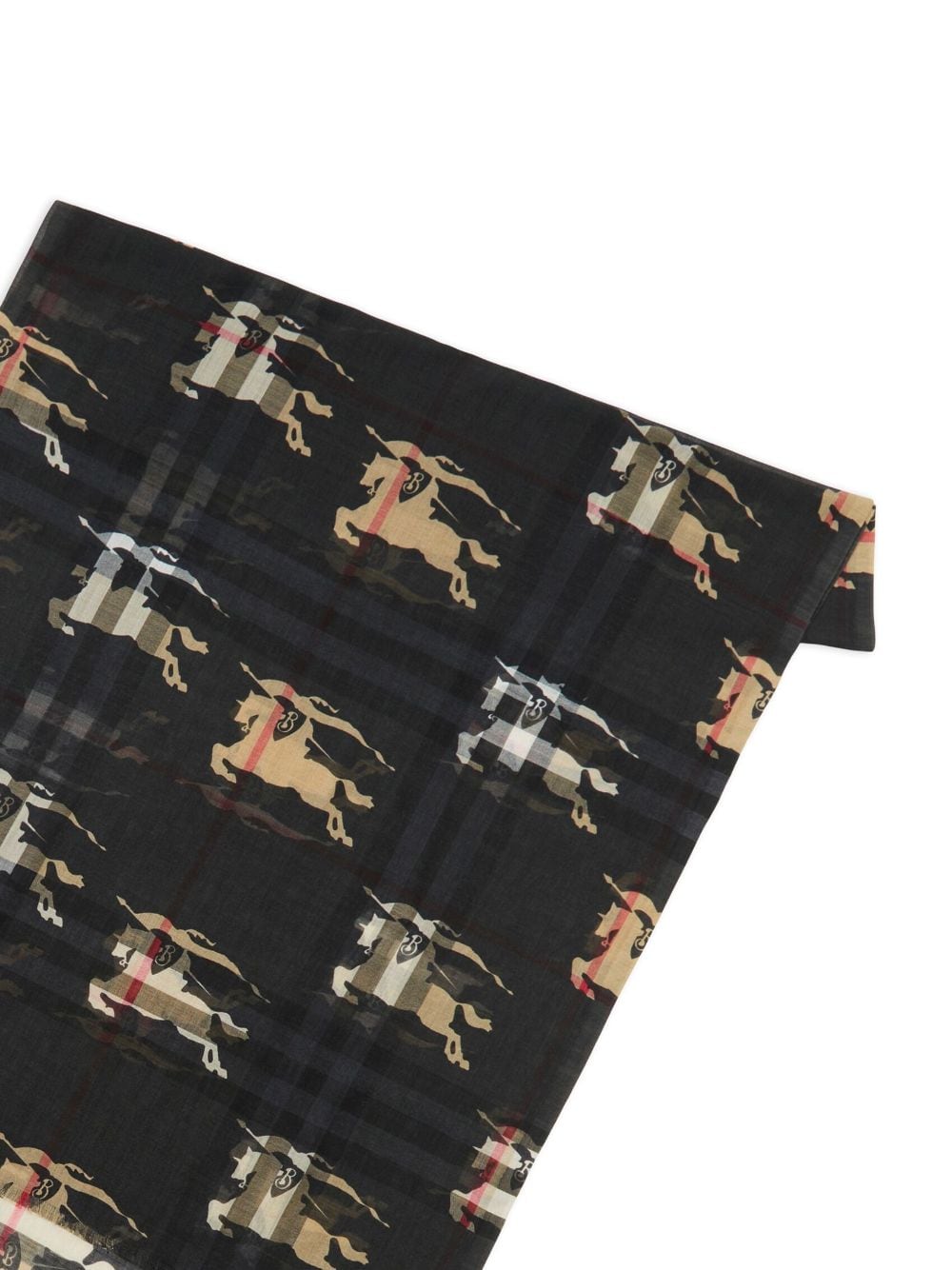 FOULARD NEGRO LOGO CABALLO BEIGE CUADROS