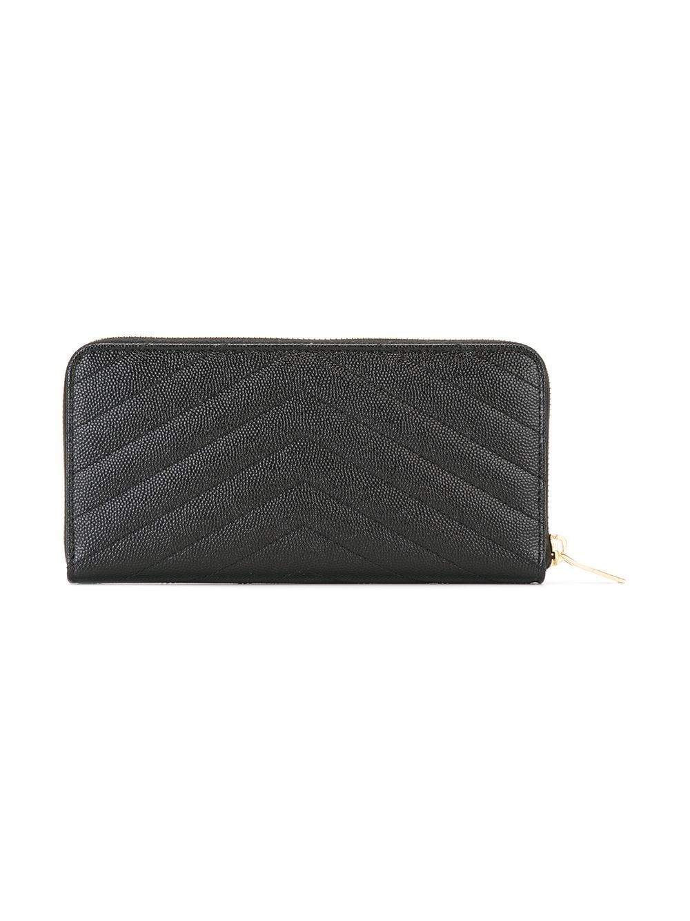 CARTERA NEGRA ZIP LOGO DORADO