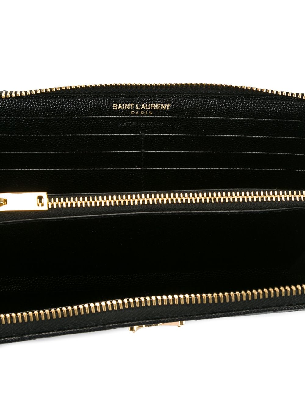 CARTERA NEGRA ZIP LOGO DORADO