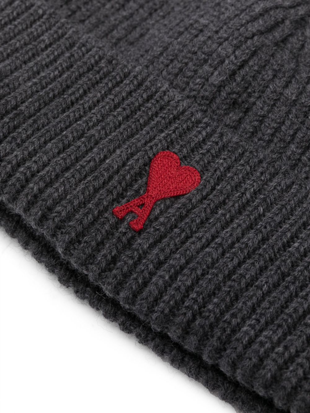 GORRO LANA GRIS LOGO ROJO