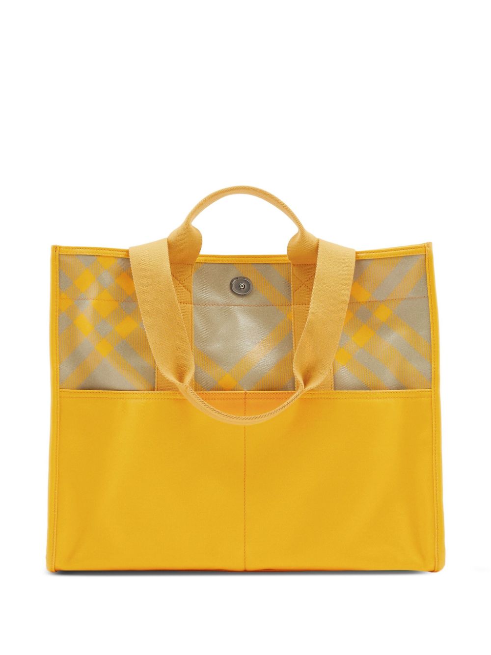 TOTE SHOPPER LONA GRIS AMARILLO CUADROS