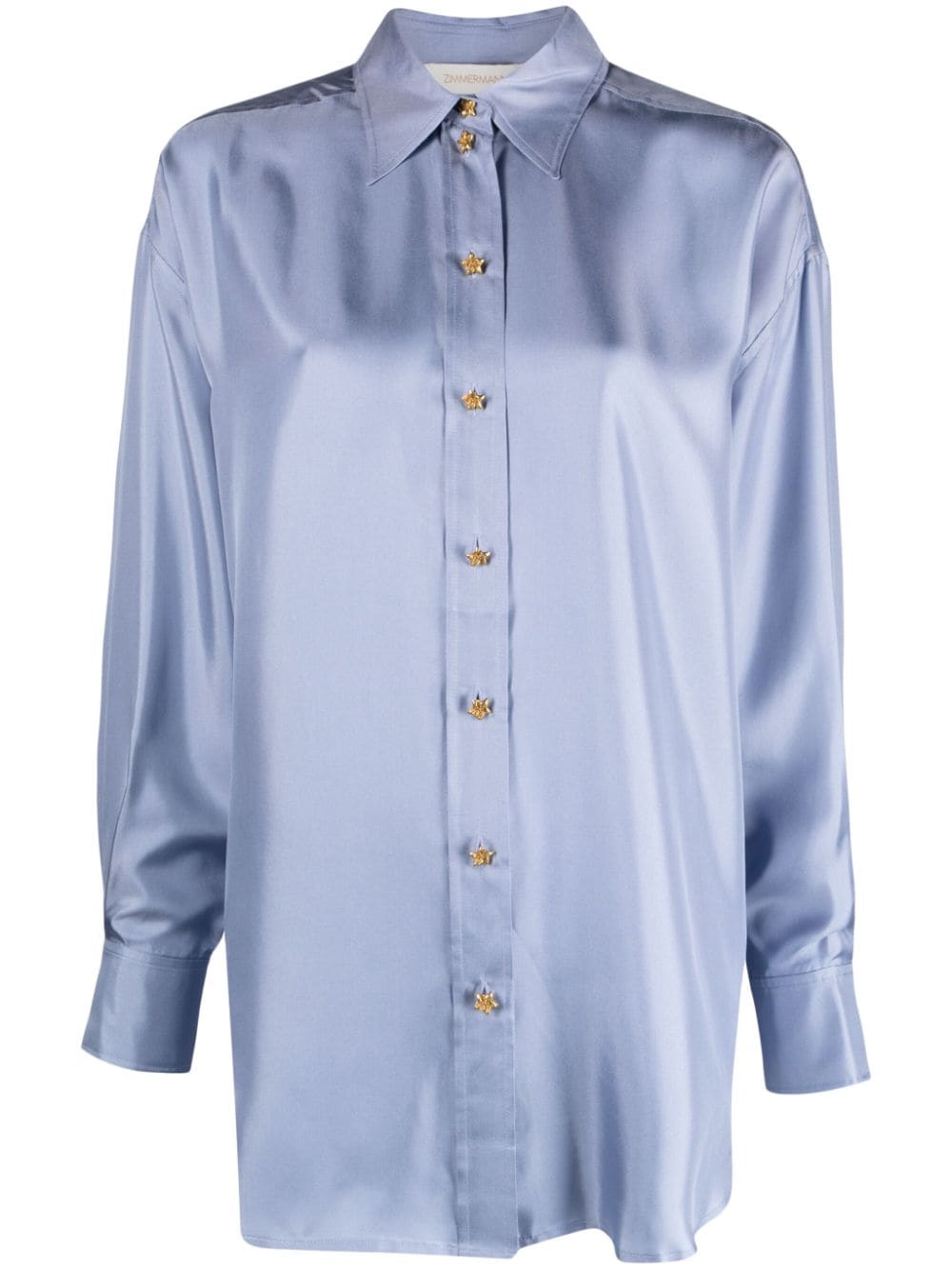 CAMISA AZUL BOTONES ESTRELLAS DORADAS