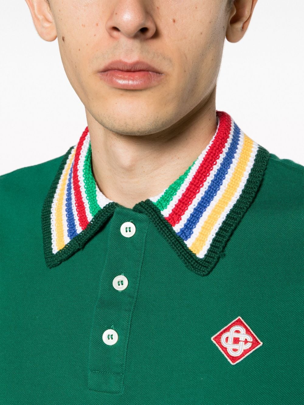 POLO STRIPE KNIT VERDE CUELLO COLORES