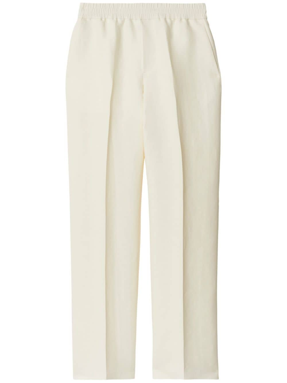 PANTALON LAR LINO BEIGE CINTURA FRUNCIDA