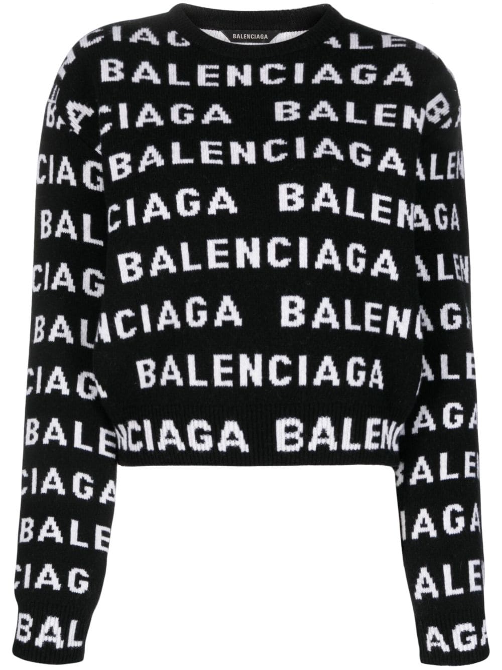 SUETER CROPPED NEGRO MONOGRAMA BLANCO