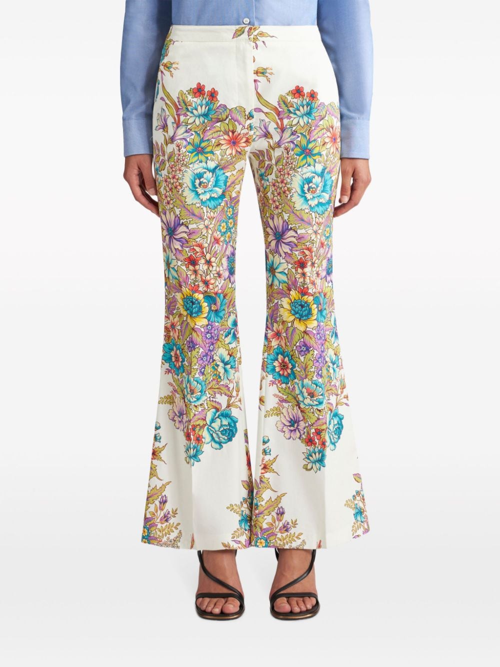 PANTALON BLANCO ESTAMPADO FLORES 