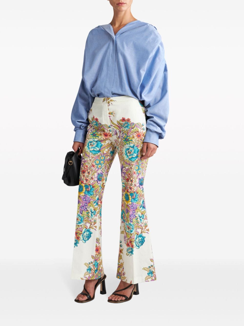 PANTALON BLANCO ESTAMPADO FLORES 