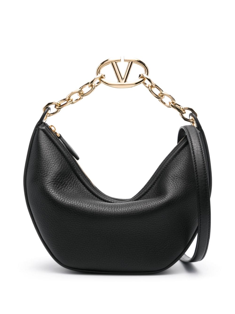 BOLSO HOBO MEDIA LUNA NEGRO CAD DORADA