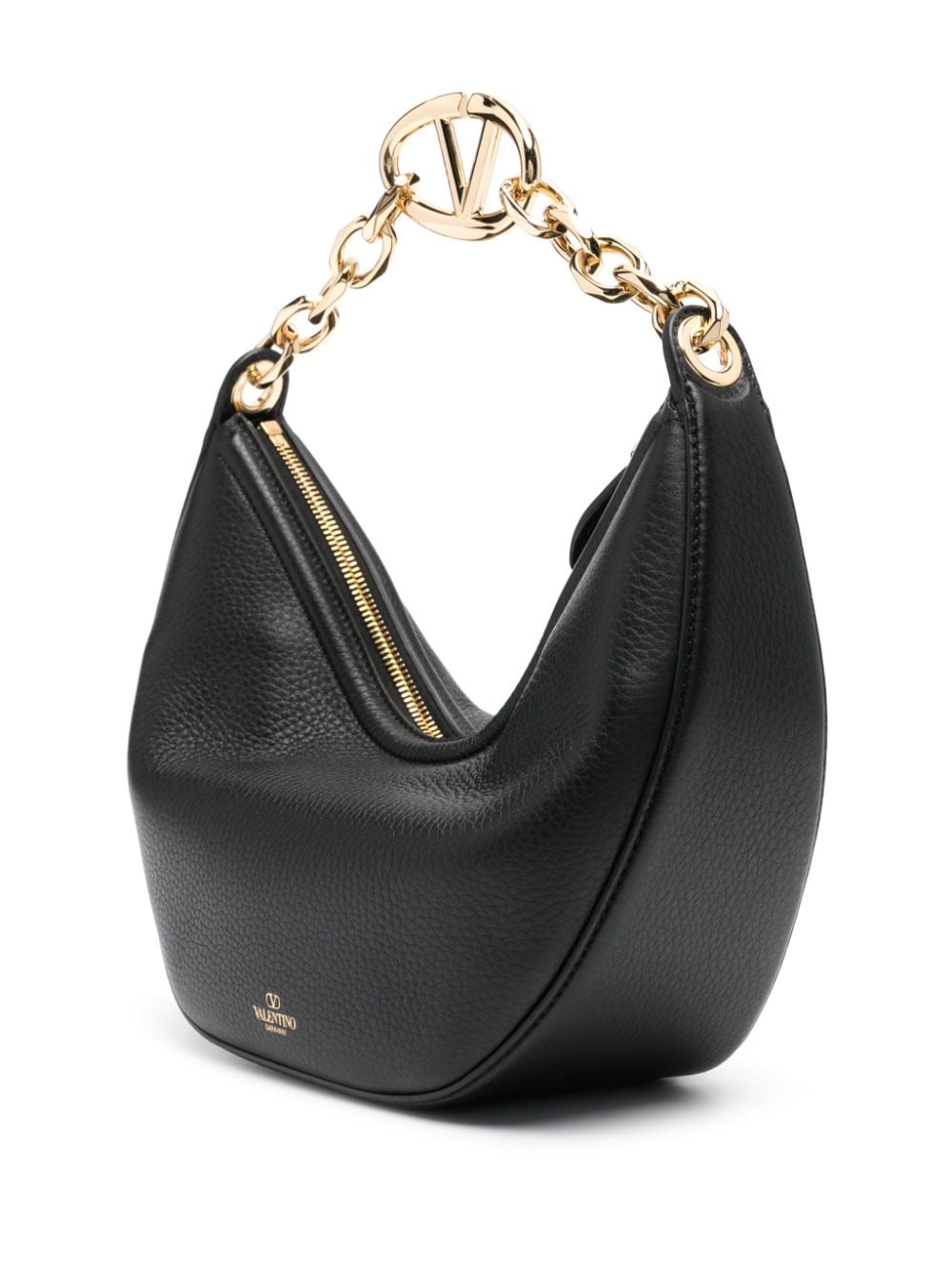 BOLSO HOBO MEDIA LUNA NEGRO CAD DORADA