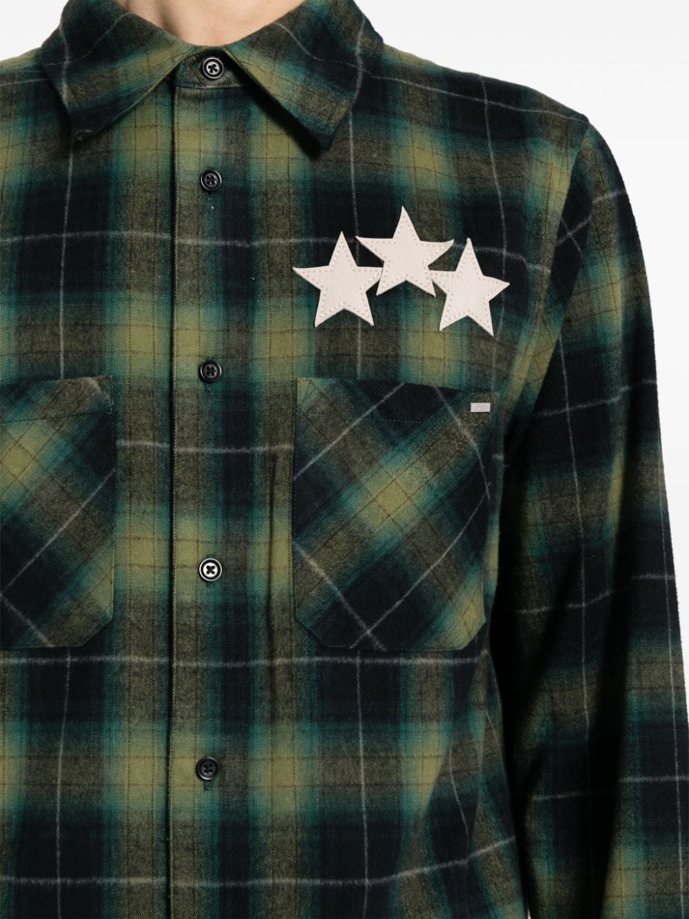 CAMISA VERDE NEGRA CUADROS ESTRELLAS