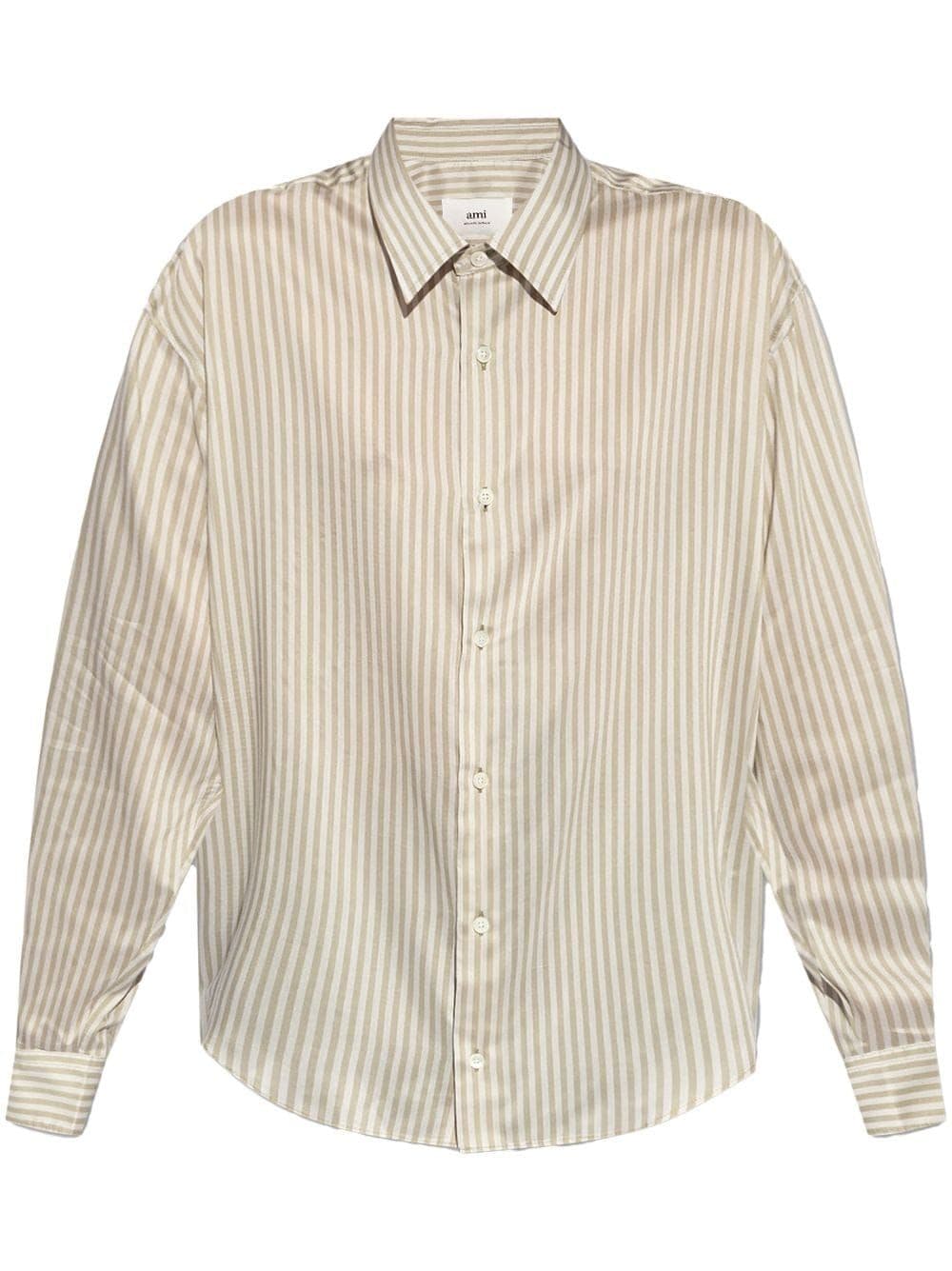 CAMISA BLANCA CAQUI RAYAS