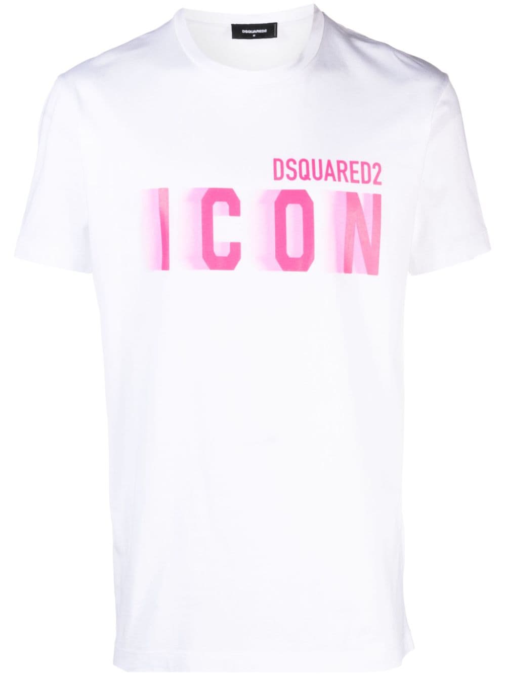 CAMISETA MC BLANCA ICON ROSA FLUOR