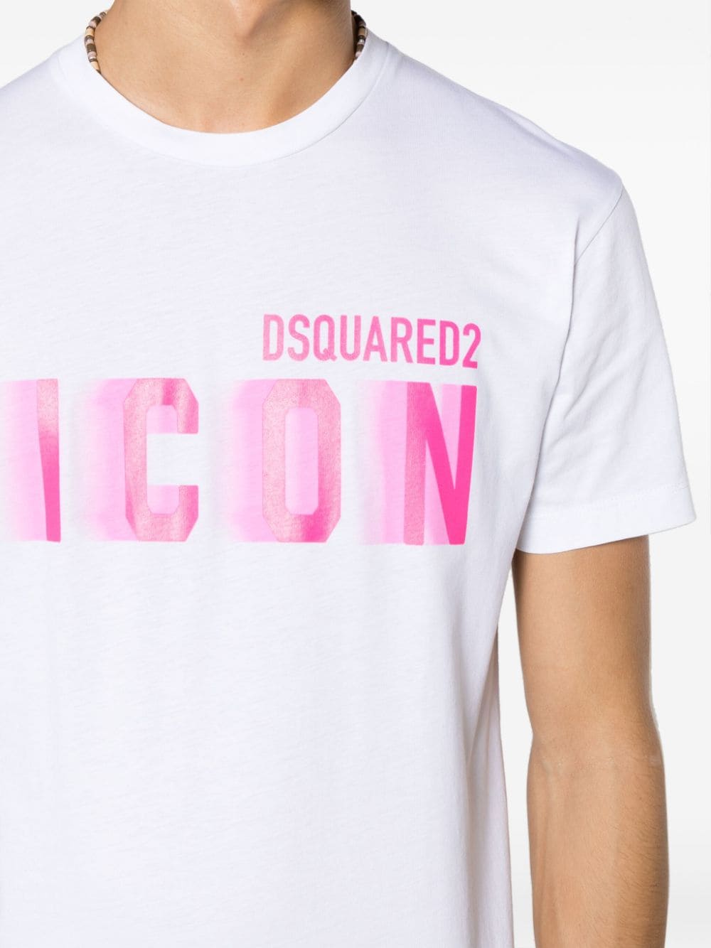 CAMISETA MC BLANCA ICON ROSA FLUOR