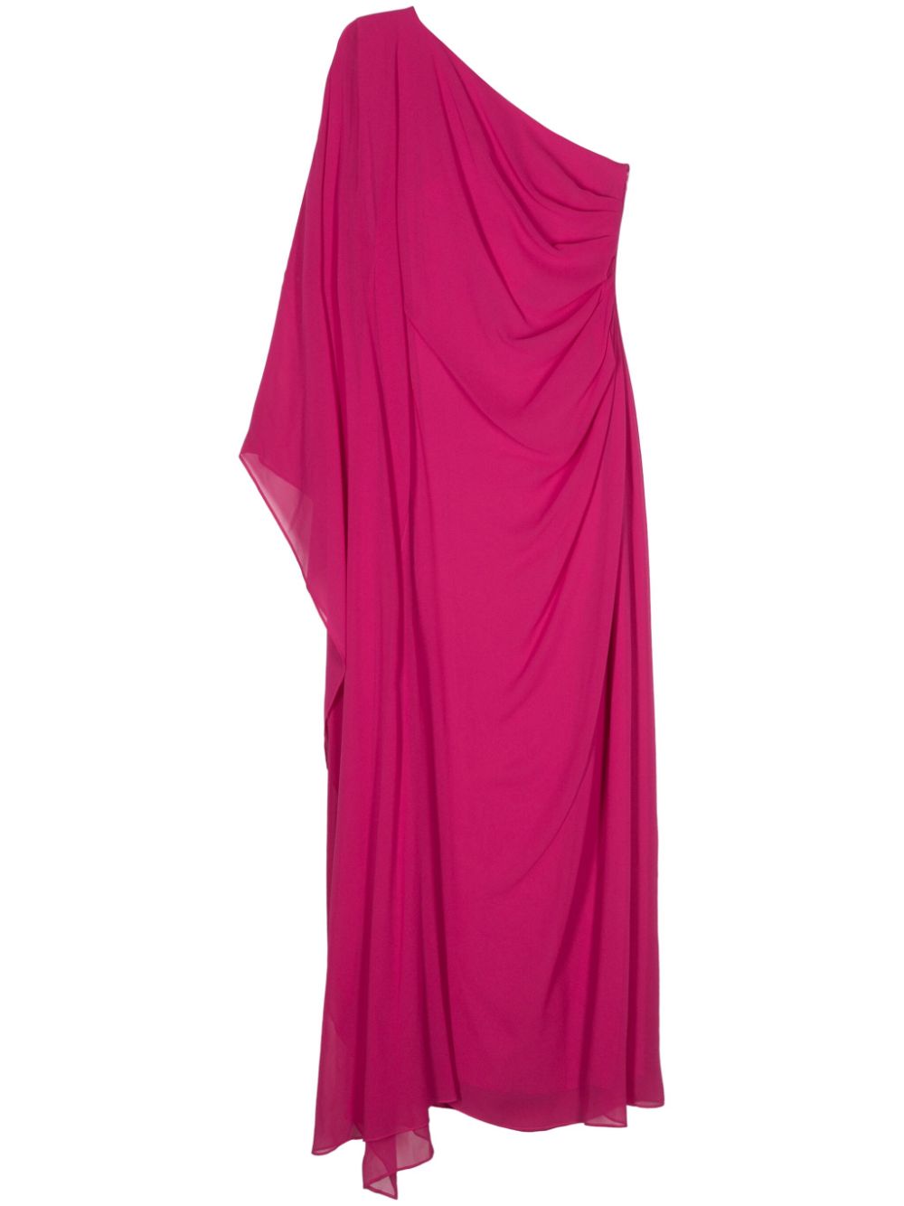 VESTIDO VALLET FUCSIA UN HOMBRO