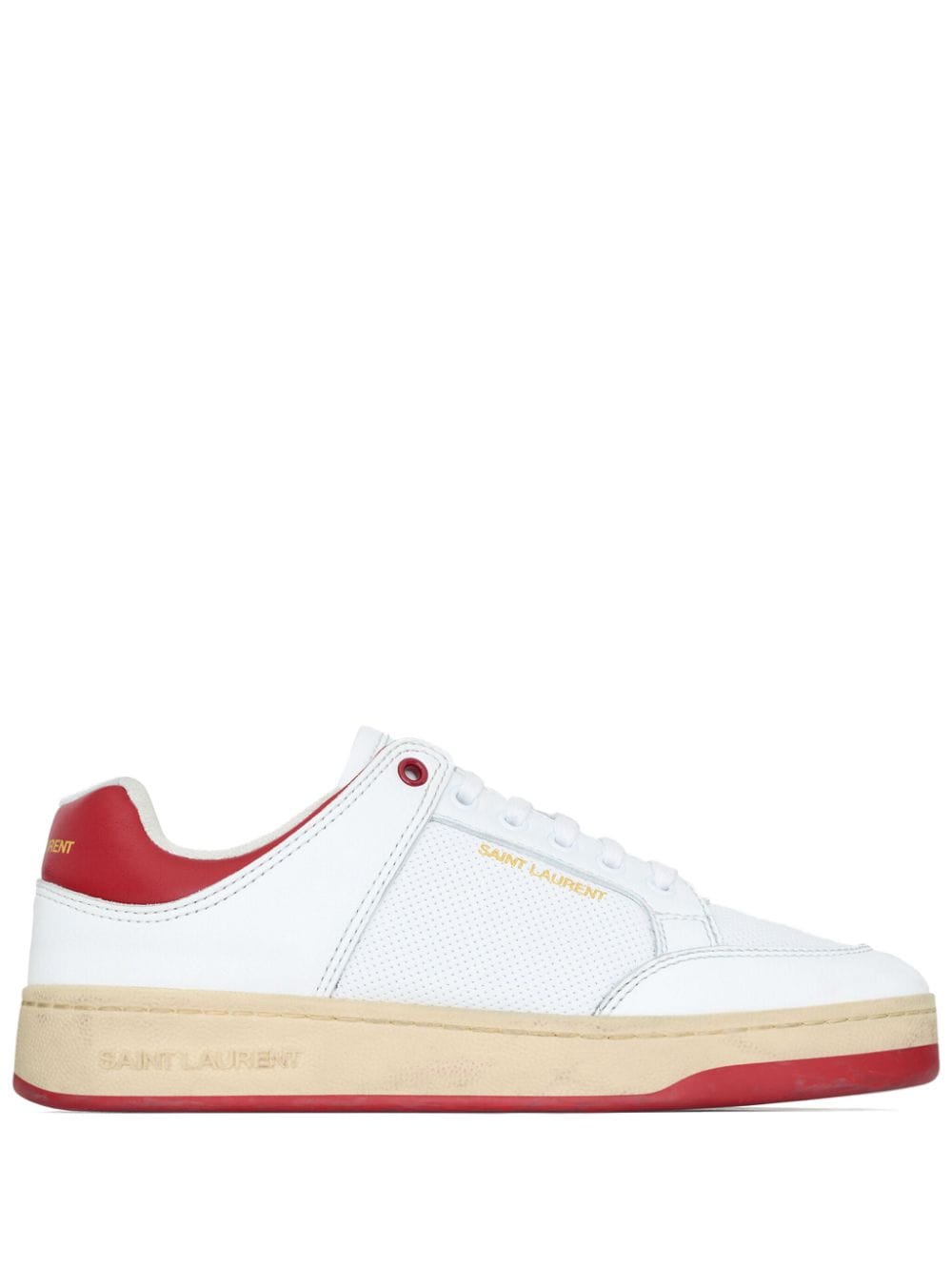 SNEAKER LOW SL61 BLANCA ROJO LOGO DORADO