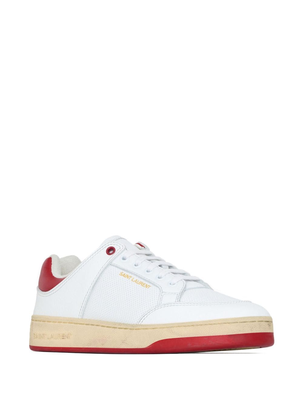 SNEAKER LOW SL61 BLANCA ROJO LOGO DORADO