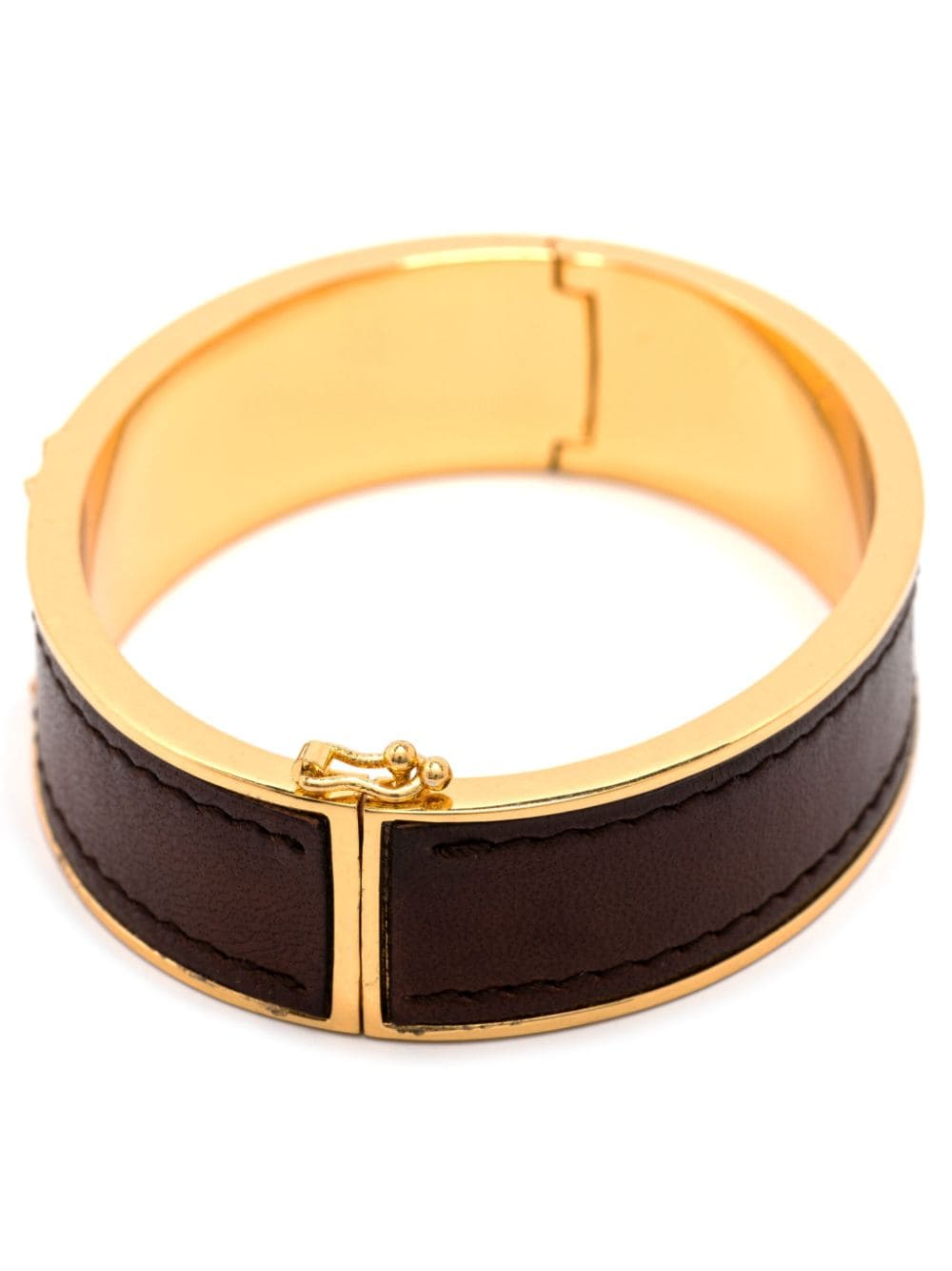 BRAZALETE DORADO LOGO PIEL CHOCOLATE