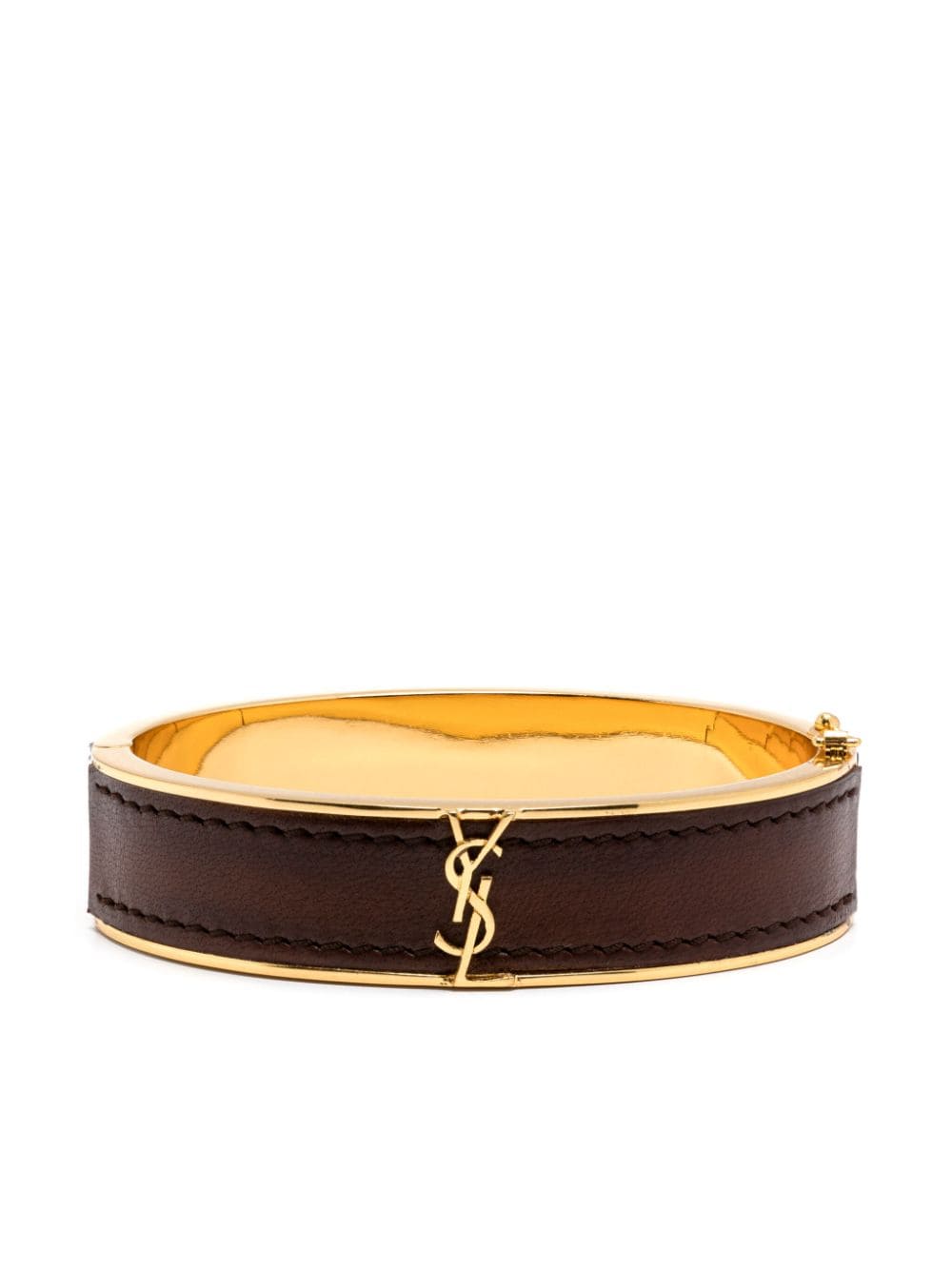 BRAZALETE DORADO LOGO PIEL CHOCOLATE