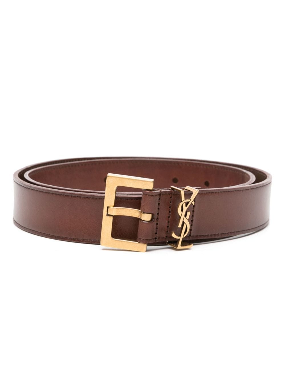 CINTURON CARTAGO MARRON LOGO DORADO