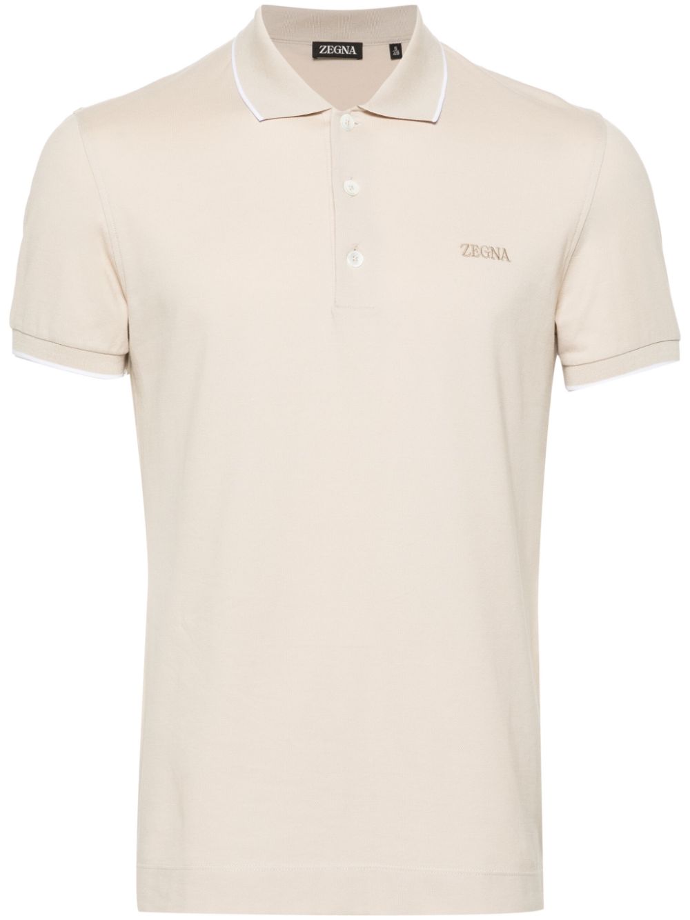 POLO MC BEIGE RAYA BLANCA CUELLO