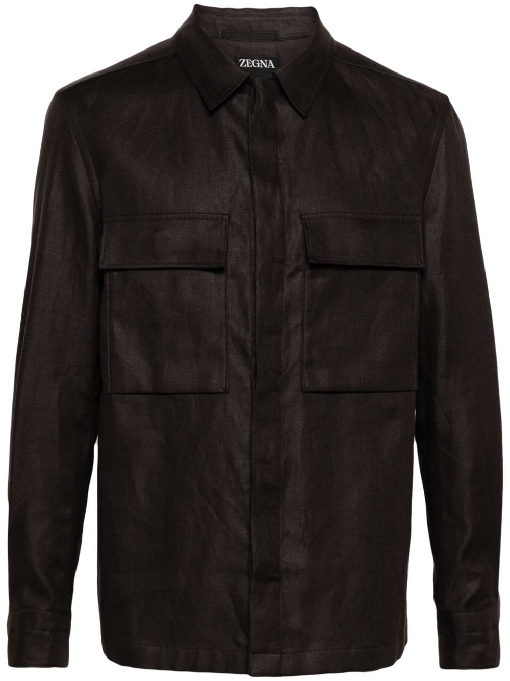 SOBRECAMISA LINO MARRON CHOCOLATE