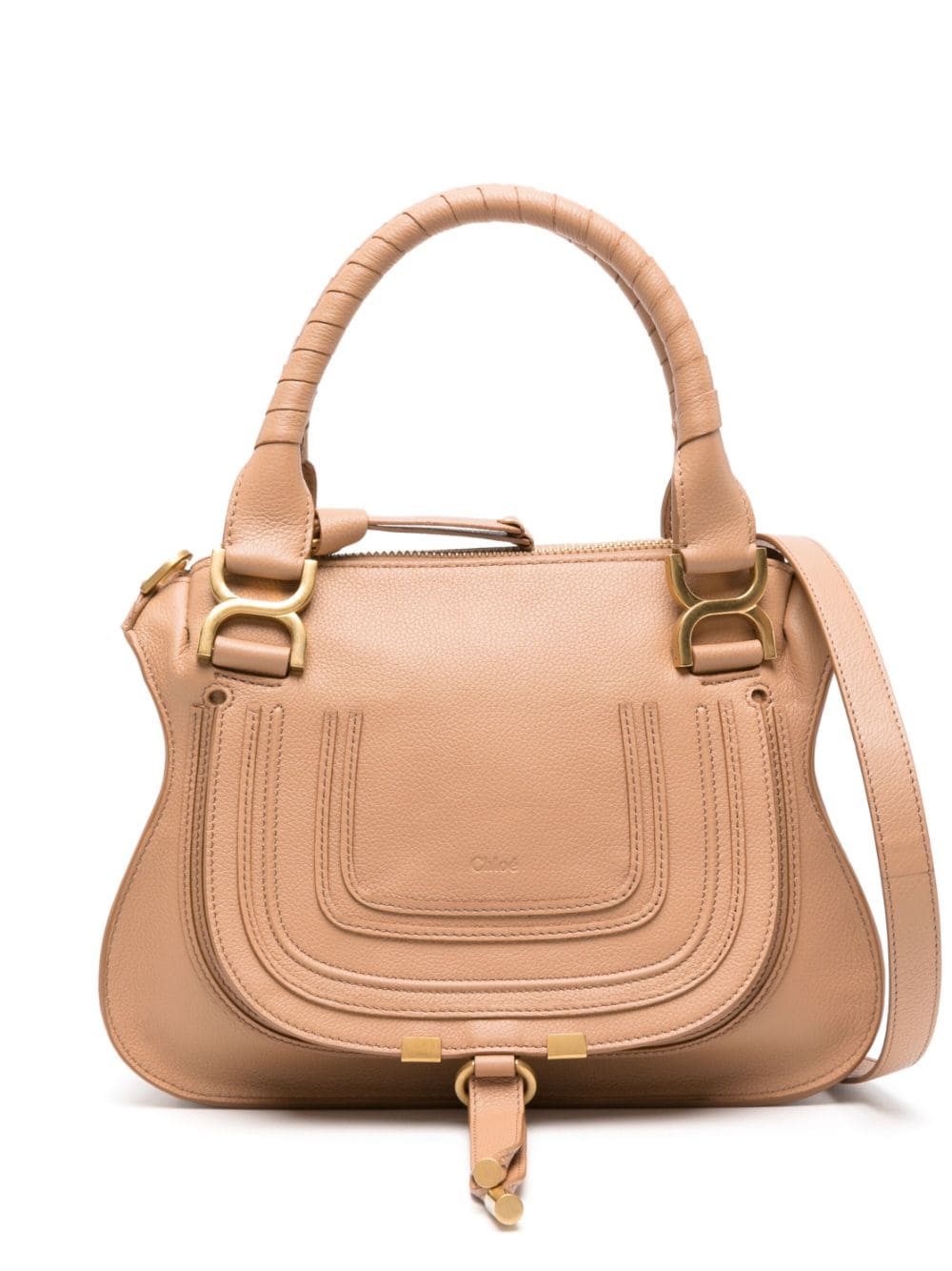 BOLSO MARCIE BEIGE OSCURO DET DORADOS