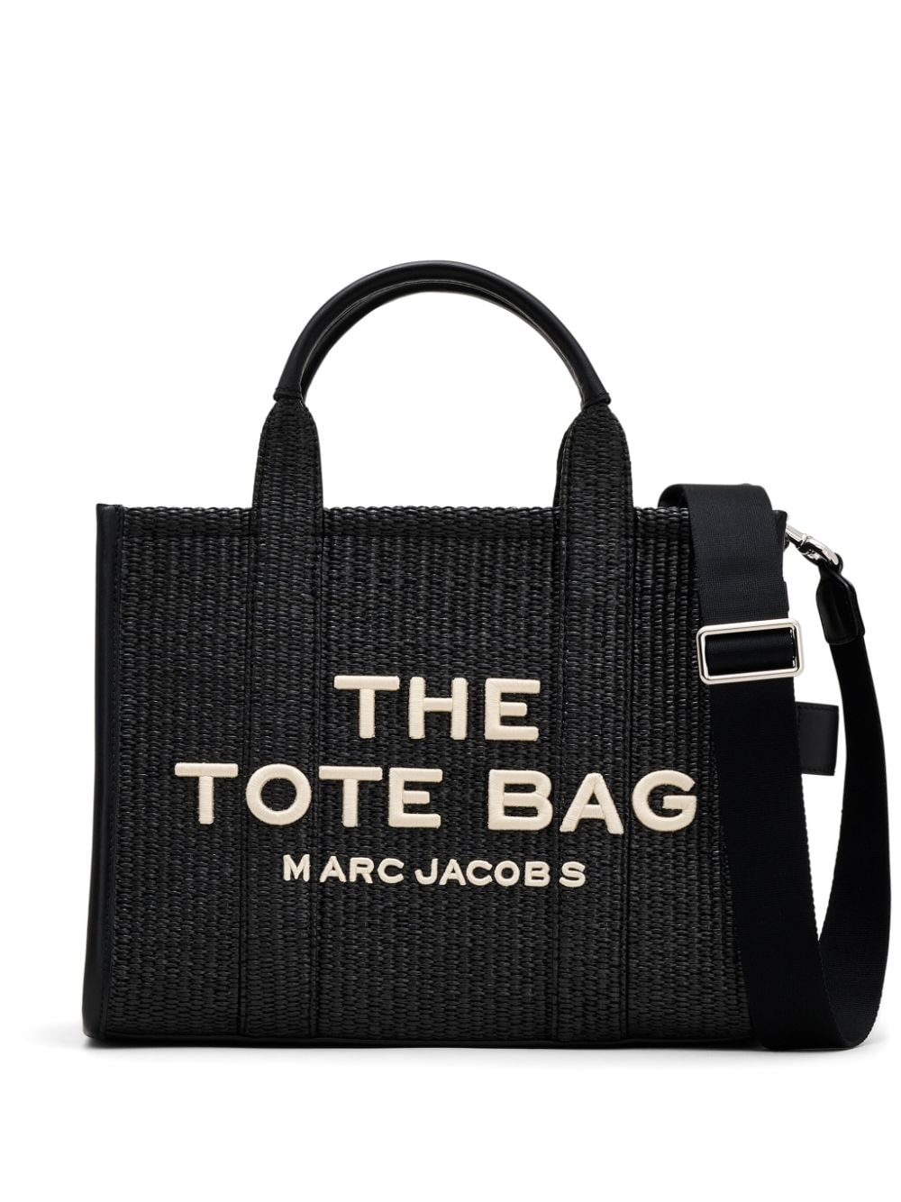 TOTE THE MEDIUM RAFIA NEGRA LOGO BLANCO