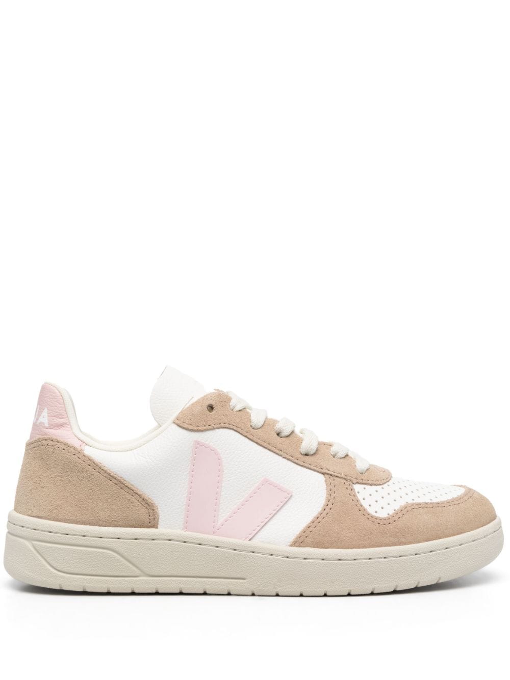 SNEAKER V10 PIEL BLANCA TAUPE V ROSA