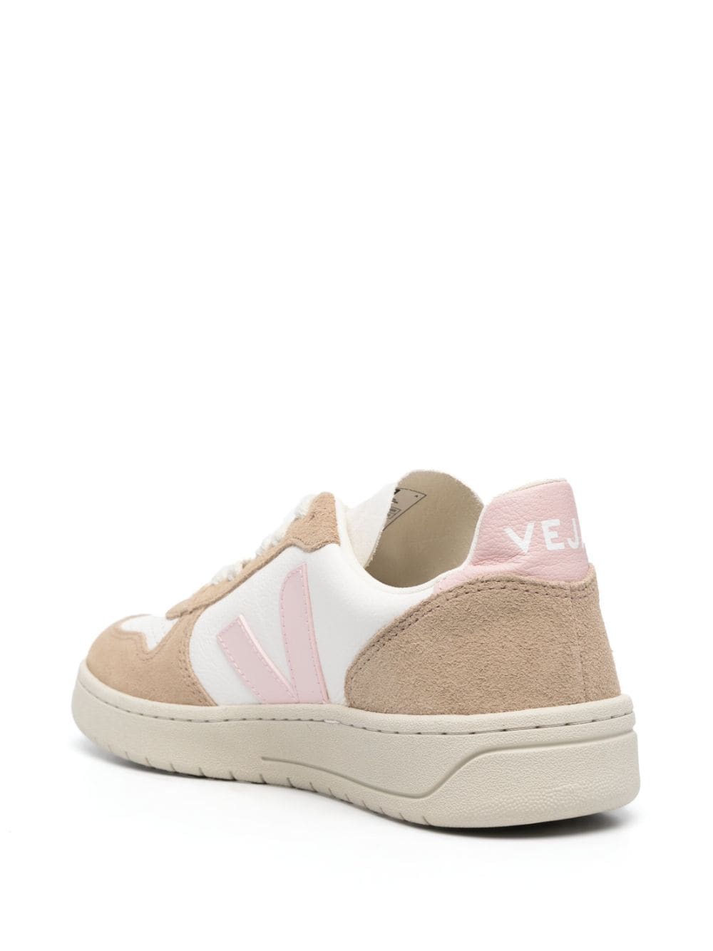 SNEAKER V10 PIEL BLANCA TAUPE V ROSA