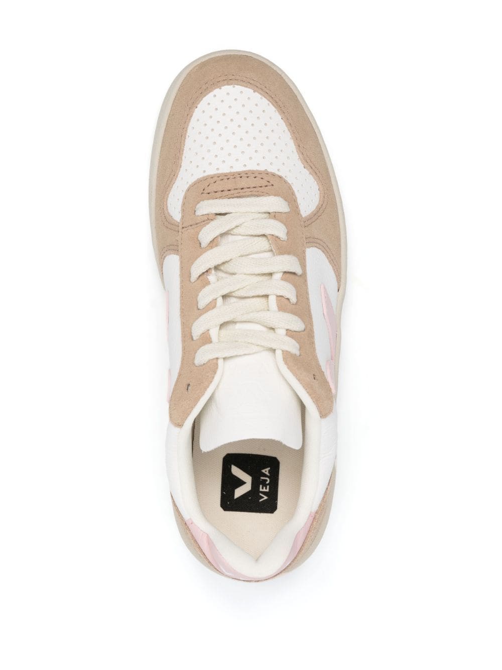 SNEAKER V10 PIEL BLANCA TAUPE V ROSA