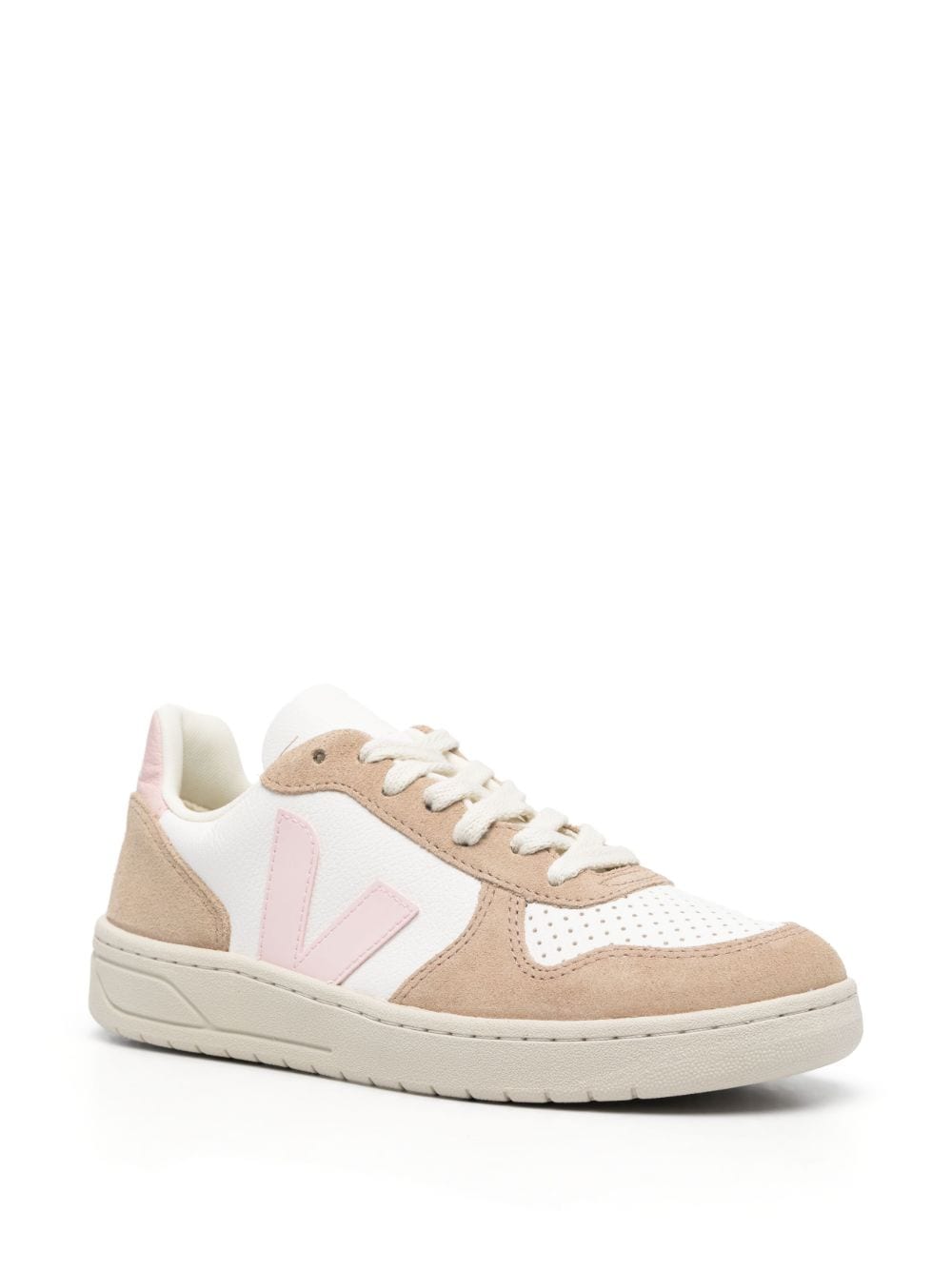 SNEAKER V10 PIEL BLANCA TAUPE V ROSA