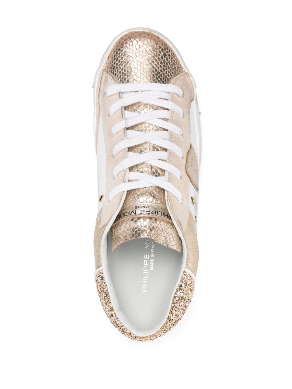 SNEAKER PRSX LOW BLANCO GLITTER DORADO