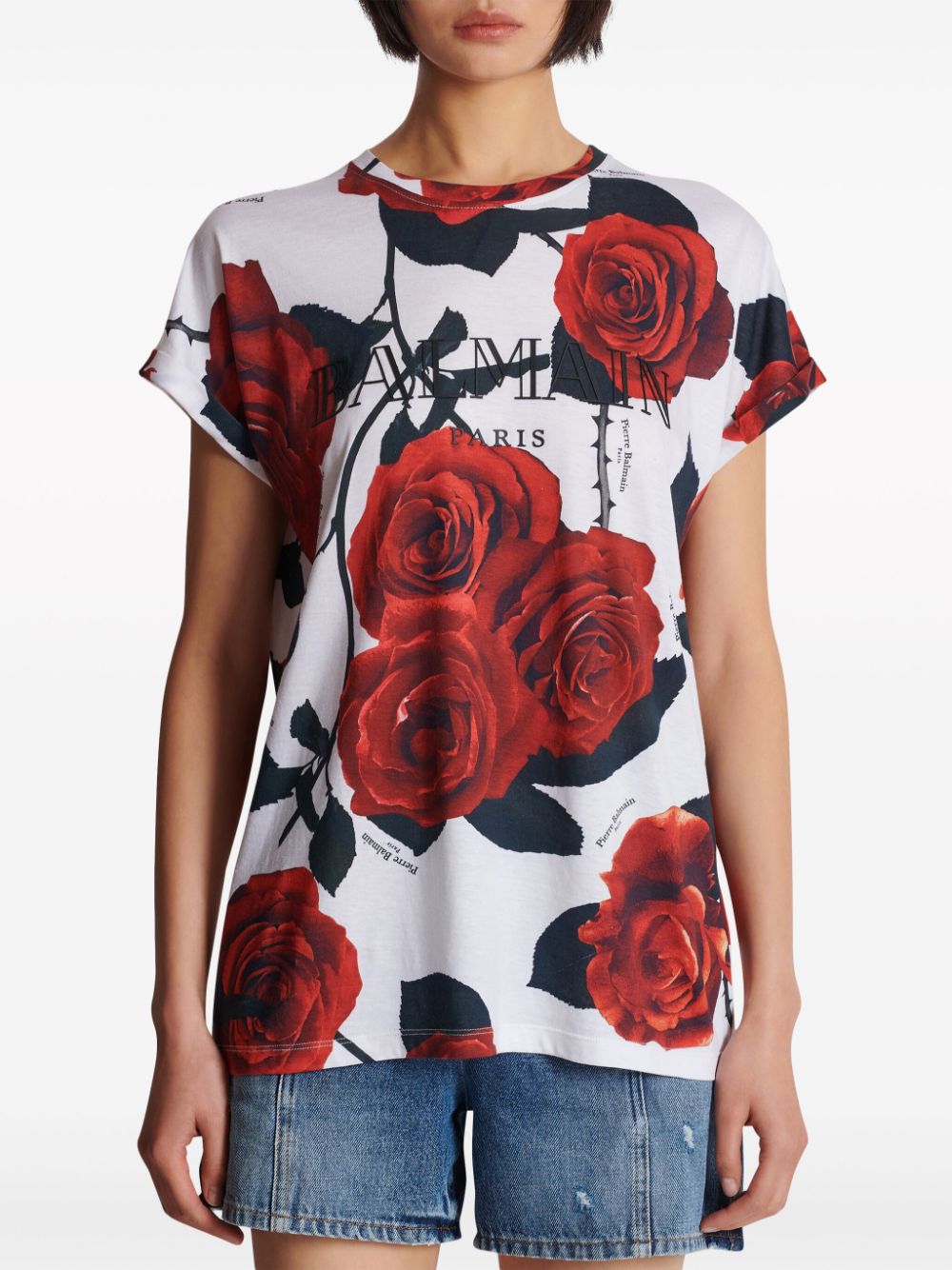 CAMISETA MC VINTAGE BLANCA EST ROSAS