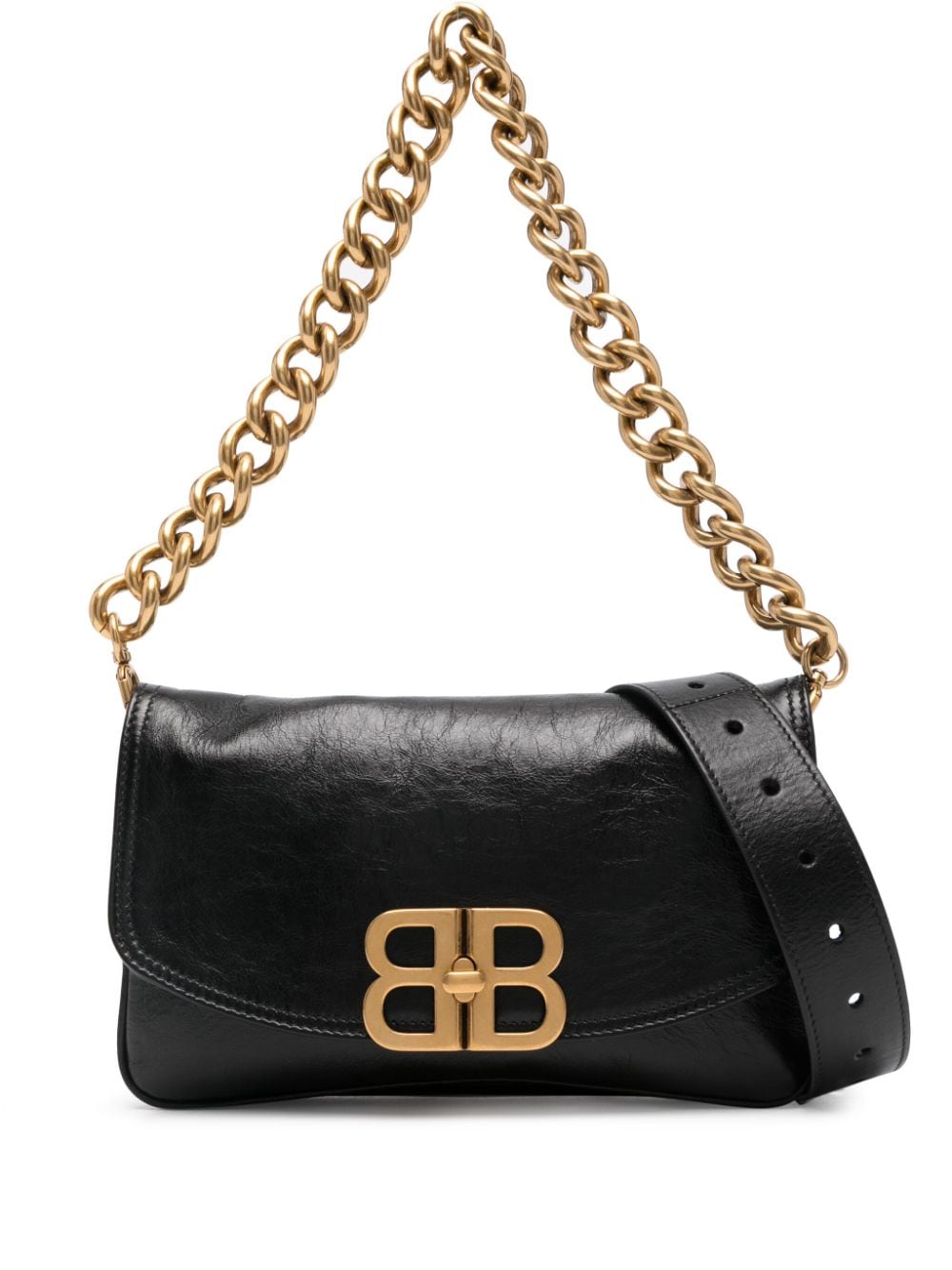 BOLSO NEGRO LOGO CIERRE DORADO