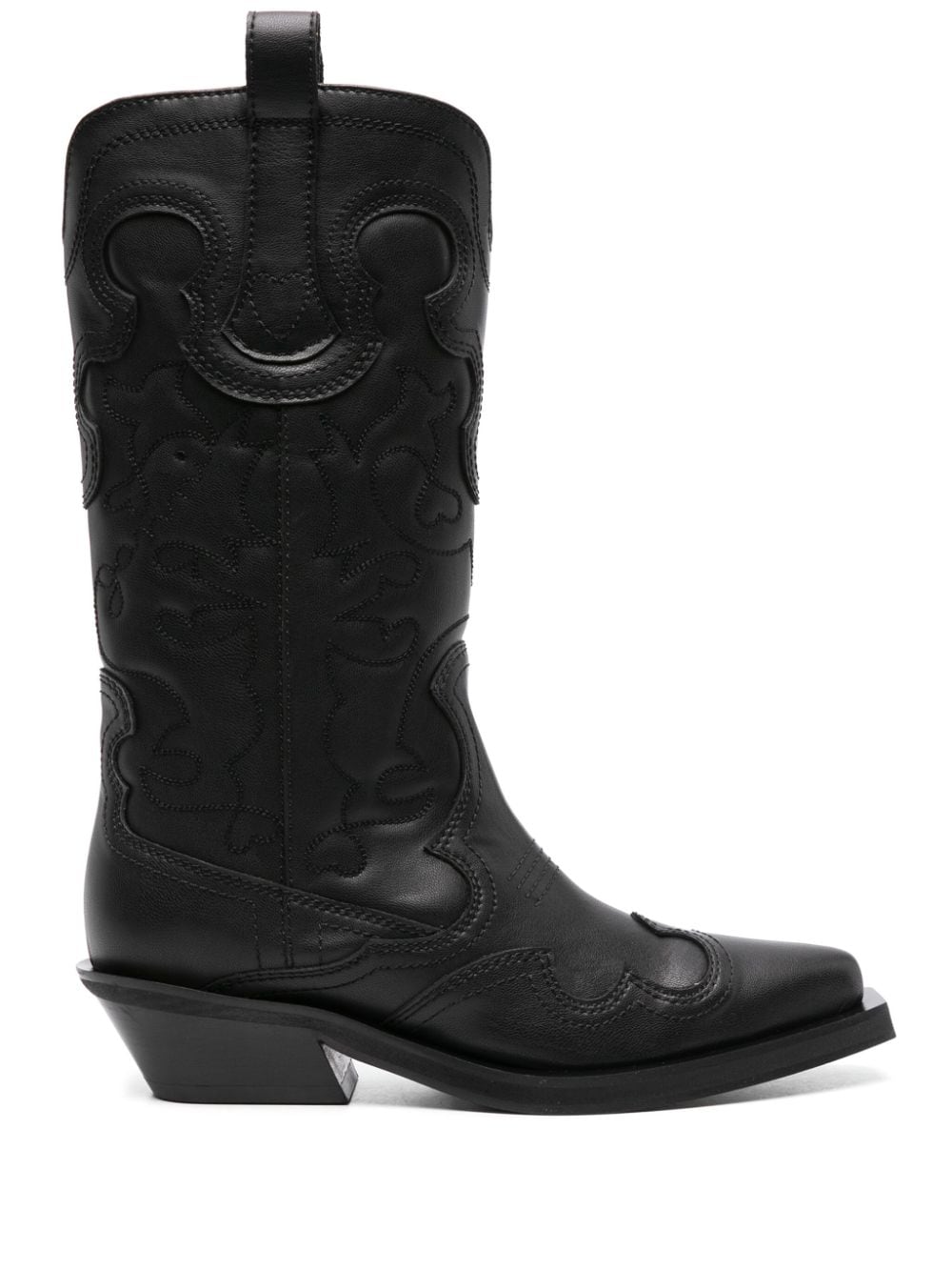 BOTA MEDIA WESTERN NEGRA CON BORDADO