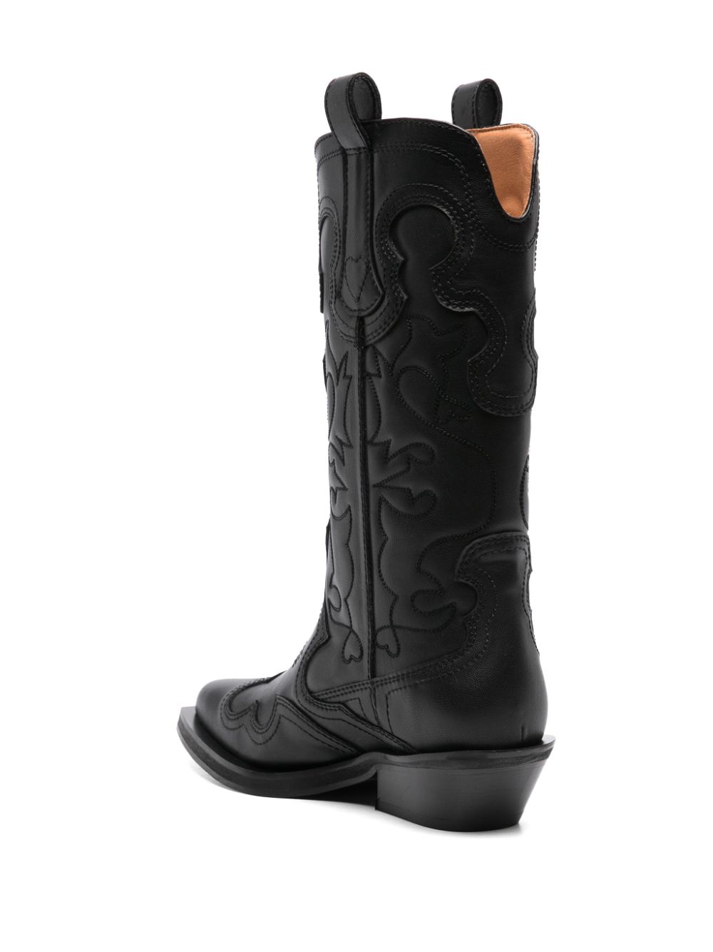 BOTA MEDIA WESTERN NEGRA CON BORDADO