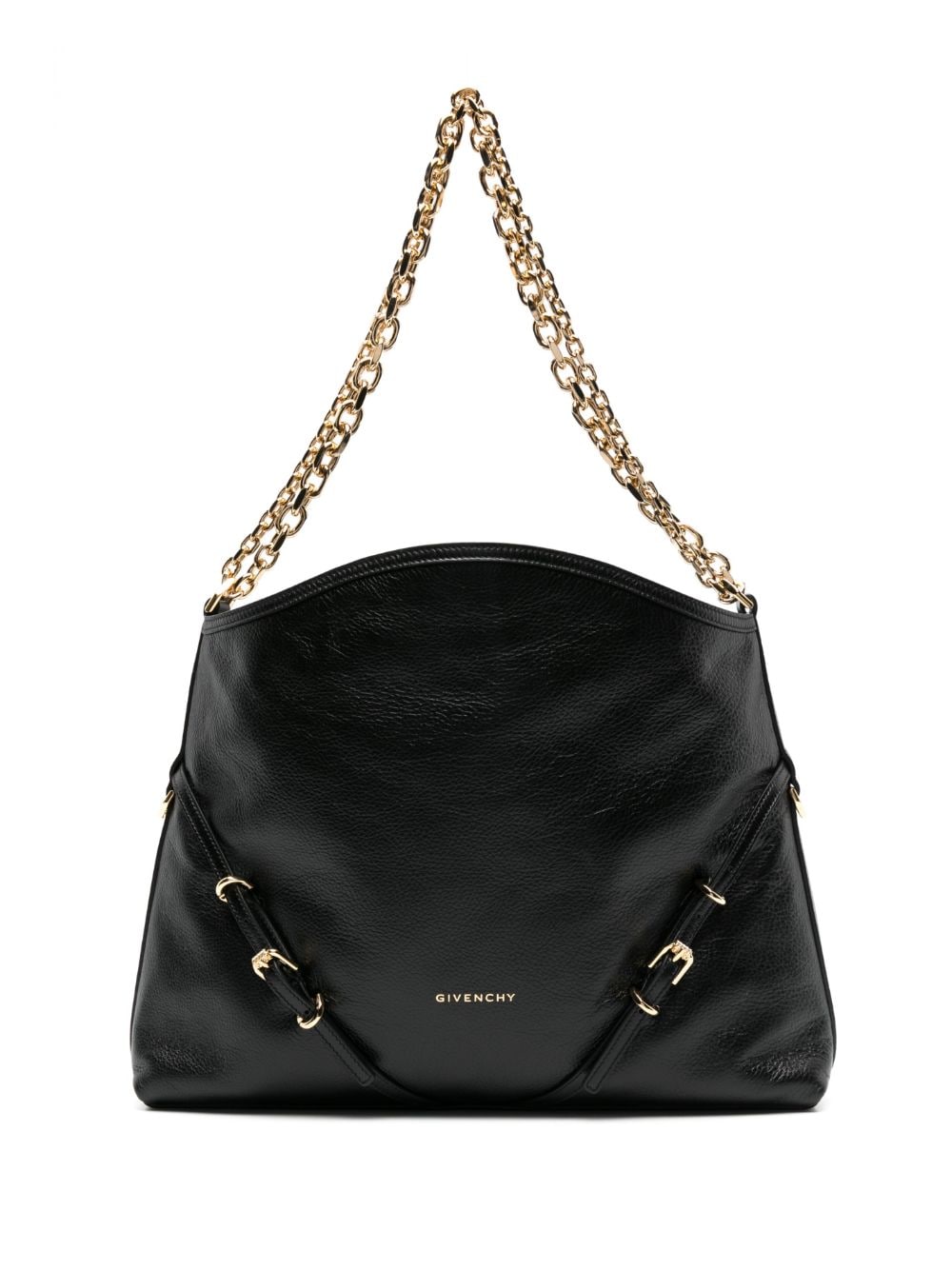 BOLSO VOYOU M NEGRO CADENA LOGO DORADO