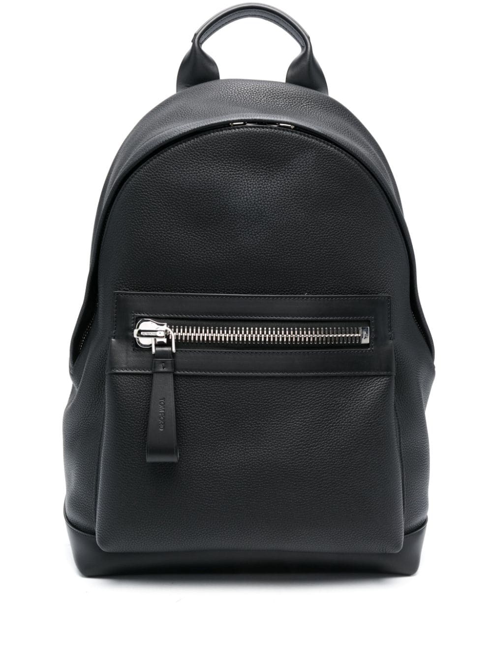 MOCHILA NEGRA PIEL ZIP PLATEADO