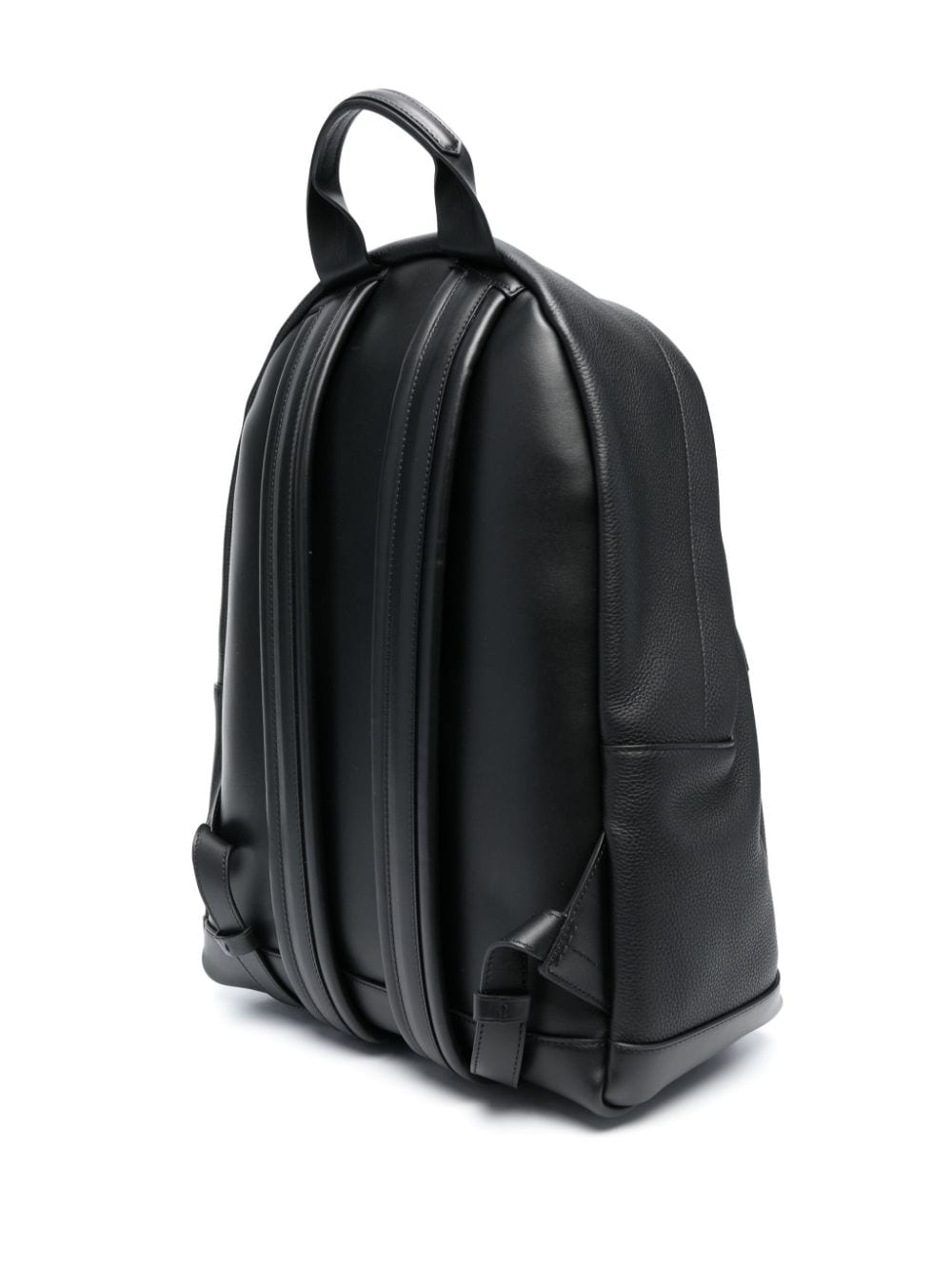 MOCHILA NEGRA PIEL ZIP PLATEADO