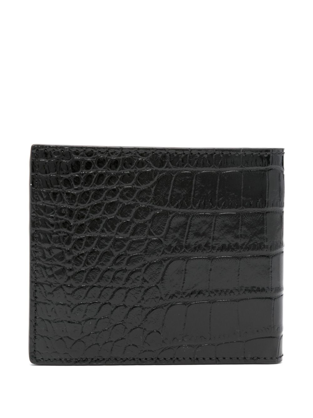 CARTERA NEGRA SIMIL COCODRILO LOGO DORAD