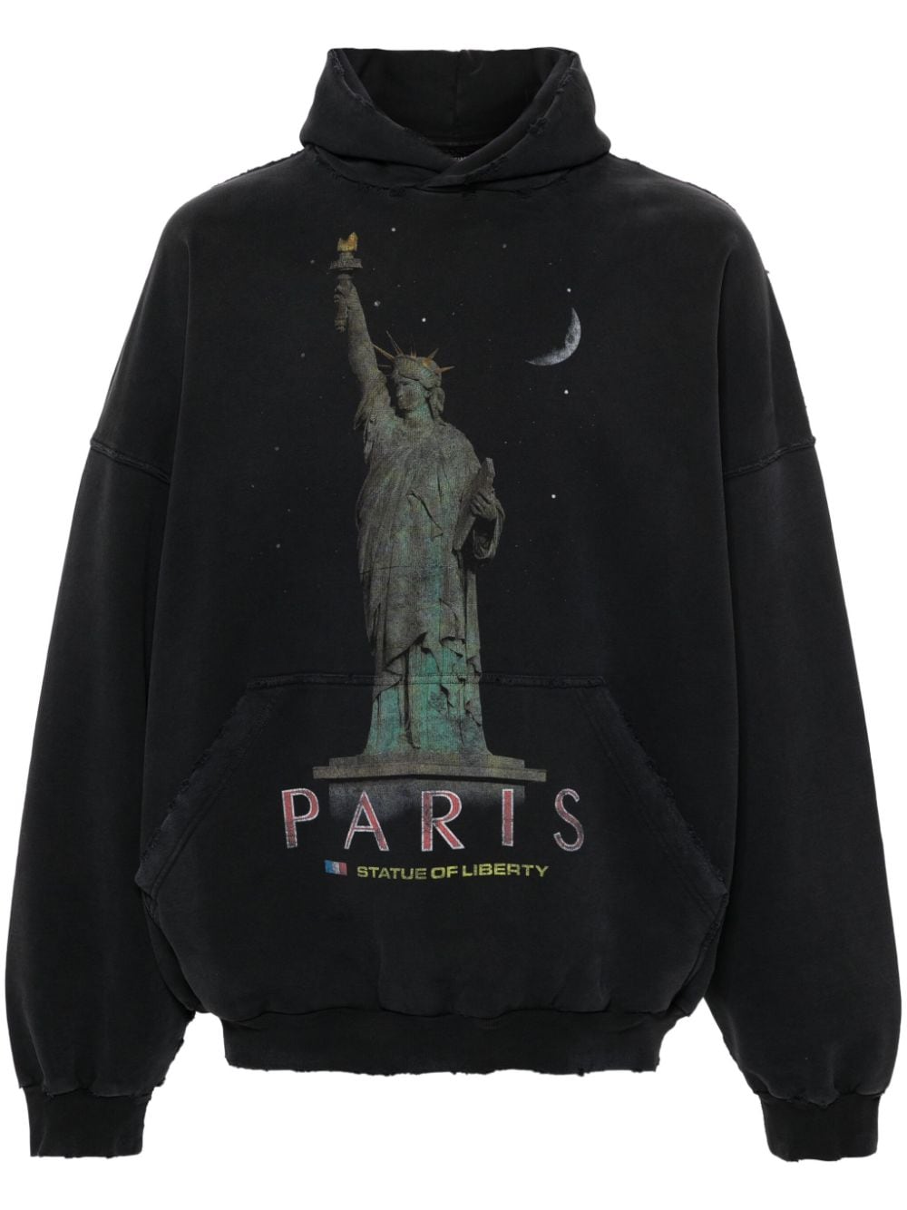 HOODIE NEGRA WASHED ESTATUA LIBERTAD